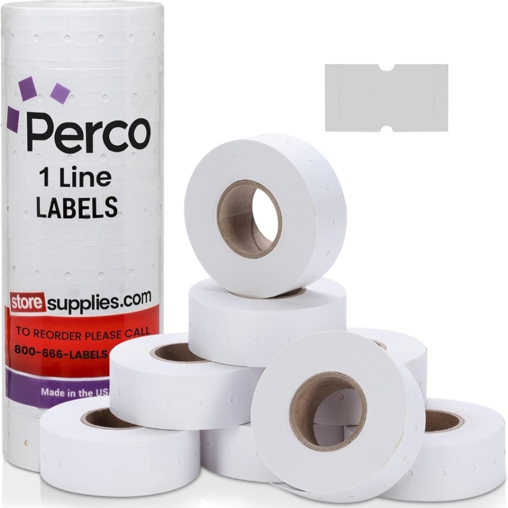 NIP 1 Line White Labels - 1 Sleeve, 8,000 Blank Price & Date Gun Labels - WHITE